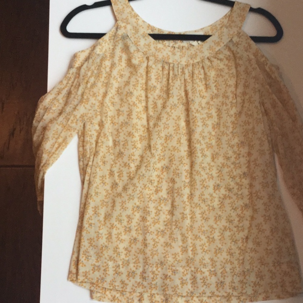 Cold shoulder silk blouse